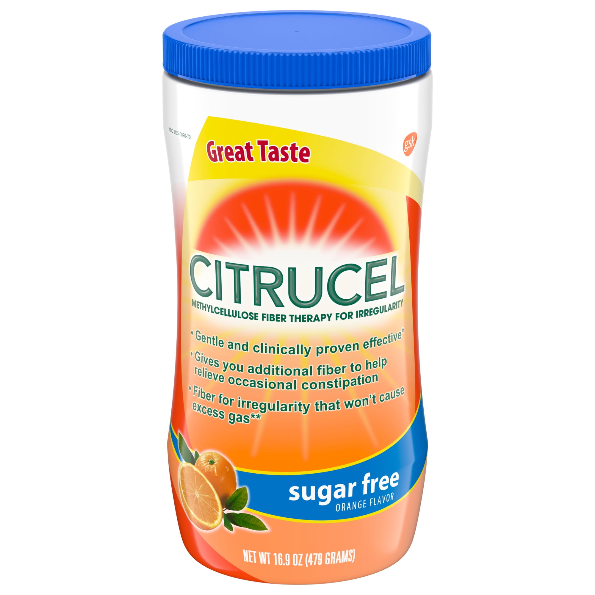 Citrucel Sugar Free Methylcellulose Fiber Therapy Powder, Orange, 16.9 Oz