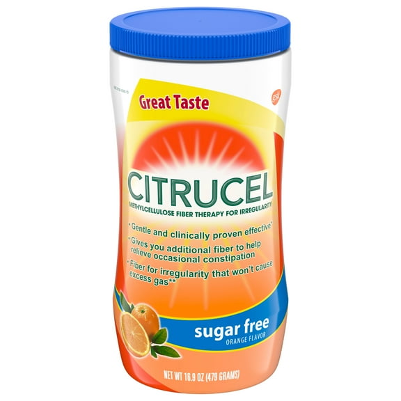 Citrucel Sugar Free Fiber Powder for Occasional Constipation Relief, Orange Flavor - 16.9 Ounces