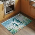 thumbnail image 4 of Coastal Seahorse Bathroom Mat 2x3 FT, Non Slip Small Kitchen Mat, Nautical Starfish Coral Wooden Grain Washable Backed Front Door Throw Rug Non-Shedding Indoor Outdoor Doormat for Entryway Sink, 4 of 9