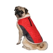 Vibrant Life Red Diamond-Quilted Jacket With Side Piecing and Zipper at Neck For Dogs and Cats, Size Small