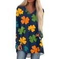 thumbnail image 2 of yuCgh Women's Long Sleeve V-Neck St. Patrick's Day Printed Casual Top, Mid-Length Holiday Tee, Graphic Print Blouse for Women,Saffron S, 2 of 6