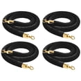 thumbnail image 1 of KFFKFF 4 Pcs Black Velvet Stanchion Ropes, 5 ft Crowd Control Stanchion Black Velvet Ropes with Gold Hooks, Post Queue Barrier Carpet Rope, 1 of 9