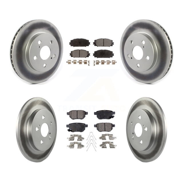 Transit Auto Front Rear Coated Disc Brake Rotors and Semi-Metallic Pads Kit for Car Toyota Corolla Prius Prime AWD-e KGF-102018