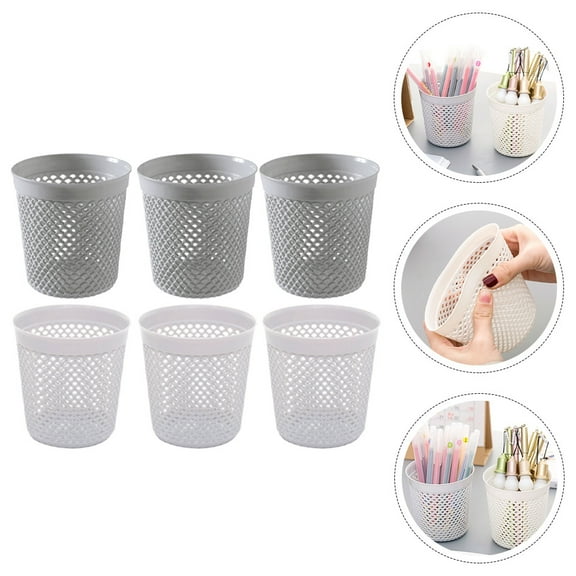 UNOMOR 6Pcs Small Desk Basket Storage Organizer Grey Plastic Multi Function For Home Use