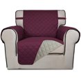 thumbnail image 1 of Reversible Quilted Sofa Cover, Water Resistant Slipcover Furniture Protector, Washable Couch Cover with Anti-Slip Foam and Elastic Straps for Kids, Dogs, Pets (Chair, Wine/Beige), 1 of 7