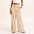 thumbnail image 5 of Inleife Womens Solid Color Elastic Waist Sports Casual Comfy Pants with Side Pockets, 5 of 6