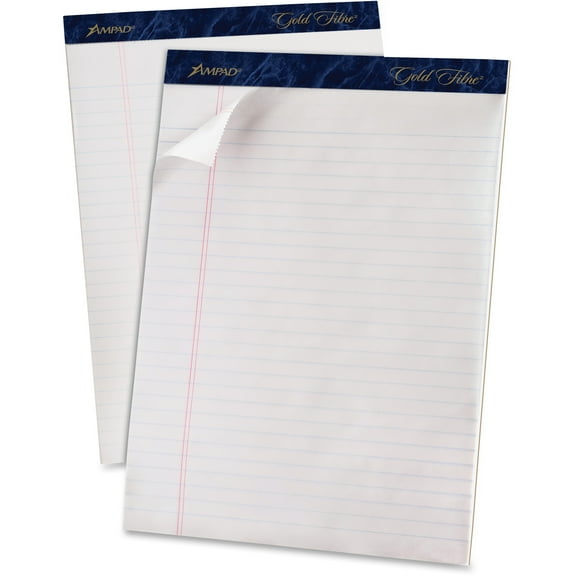 Ampad Gold Fibre Ruled Writing Pads Letter 8.5 x 11.75 White 50 Sheets 4 Pack