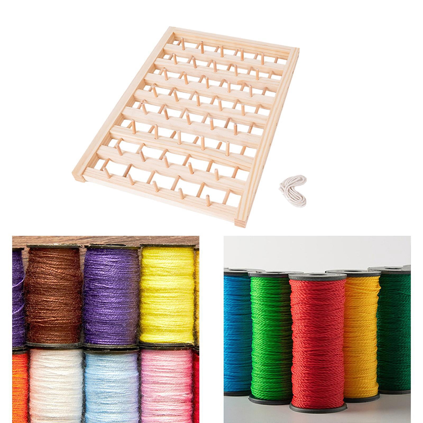 Abbraccia Thread Rack Embroidery Thread Organizer Large with Hanging Hooks Solid Wood Thread Spool Rack Thread Holder for Hair Braiding 88 Spools