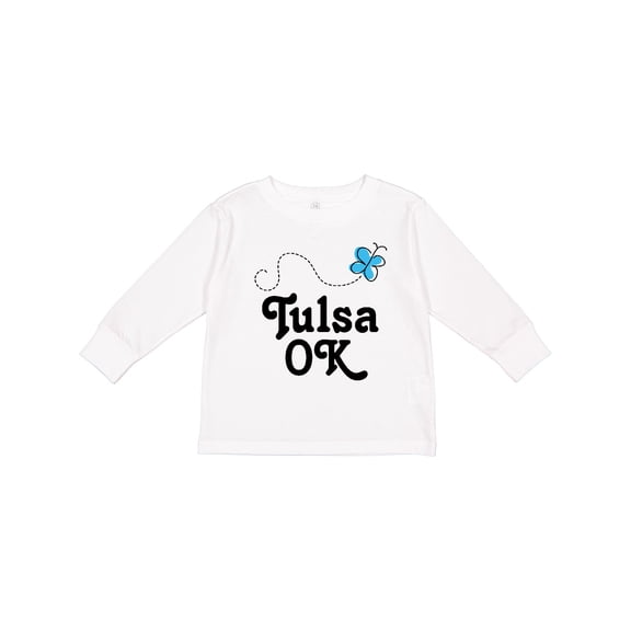 Inktastic Tulsa Oklahoma butterfly Girls Long Sleeve Toddler T-Shirt