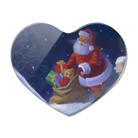 

Christmas Holiday Rooftop Santa Heart Acrylic Fridge Refrigerator Magnet