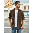thumbnail image 4 of COOFANDY Men's Waffle Button Down Shirts Casual Long Sleeve Shacket Jacket with Pockets, 4 of 6