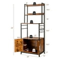 thumbnail image 4 of Costway 4-Tier Industrial Kitchen Bakers Rack Microwave Oven Stand w/ Hooks & Cabinet, 4 of 10