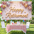 thumbnail image 4 of Pink  Retirement Banner Pastel Balloons Happy Retirement Display Silver Stars Golden Fireworks Celebration Backdrop for Retirement Party Farewell Celebration Indoor Decoration, 4 of 8