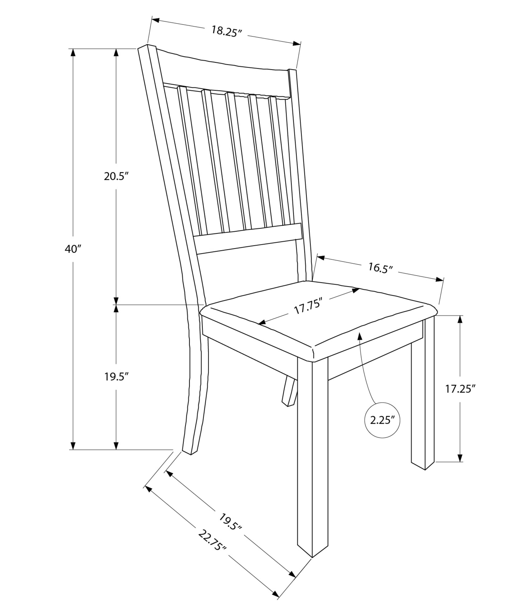 Monarch Specialties Dining Chair Set Of 2, Side, Upholstered, Dining Room, Fabric, 40" H, Indoor