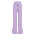 thumbnail image 4 of felwors Women's High-Waisted Flare Pants with Button Front Pockets Stretchy Dress Trousers for Work Office and Everyday Style（Light Purple， XL）, 4 of 4