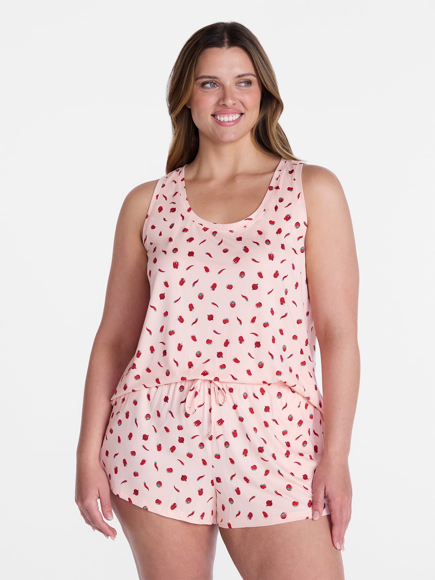 Joyspun Women's Tank Top and Shorts Pajama Set, 2-Piece, Sizes XS-3X