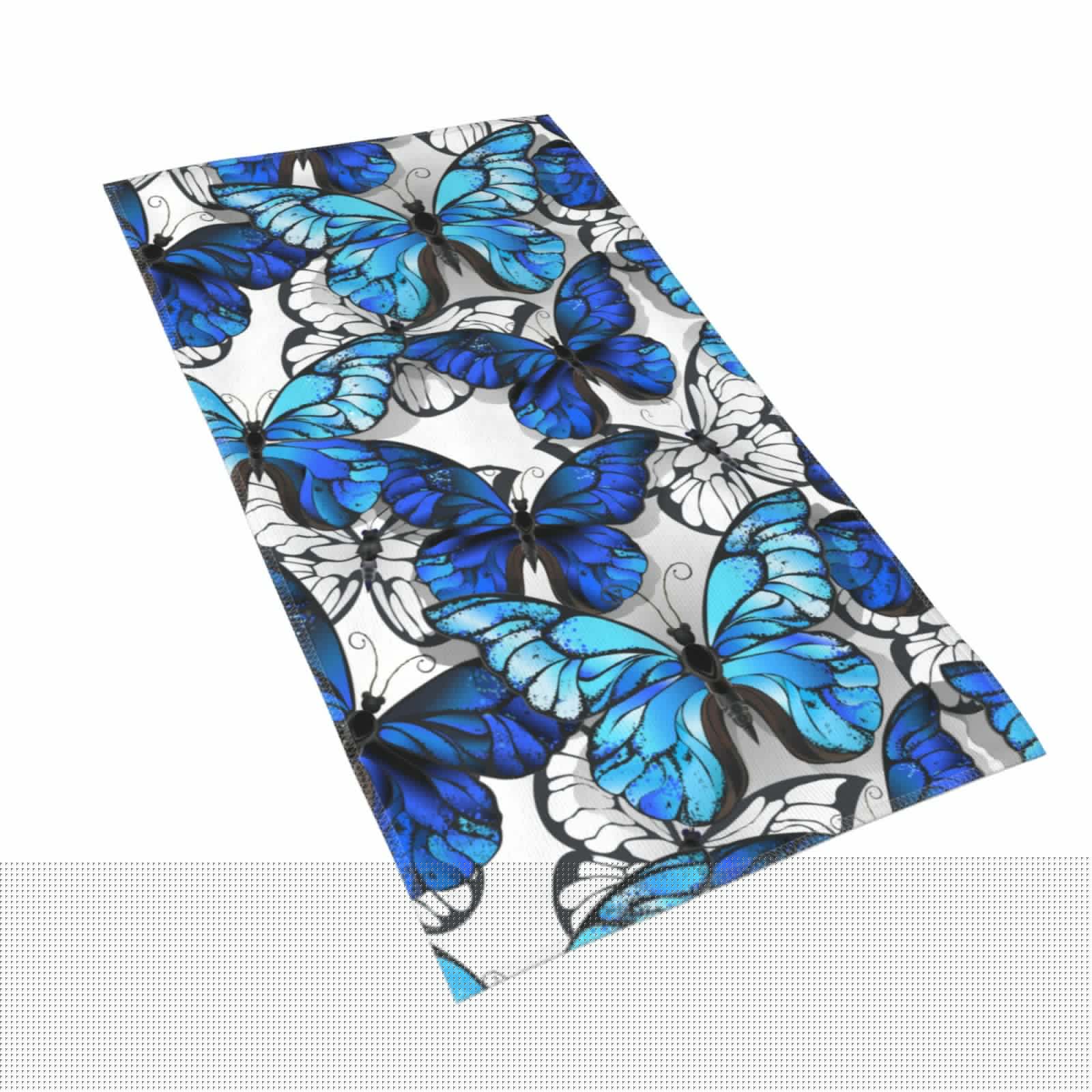 thumbnail image 2 of Kll Blue And White Butterflies Ultra Absorbent & Soft Hand Towels For Bath, Hand, Face, Gym And Spa-27.5x16in, 2 of 9