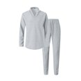 thumbnail image 5 of Men's Spring Fall 2-Piece Set, Casual Collar Long Sleeve Shirt and Long Pants, Smart Casual Office Outfit For Business and Daily Wear,Light Gray,XL, 5 of 6