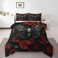 thumbnail image 1 of Moth Down Comforter Gothic Skull Floral Full Comforter Set,Extoic Boho Decor Bedding Set Red Rose for Gilrs Women Lover Quilt Set, 1 of 7
