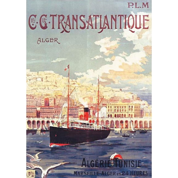 Bnf Affiches: Carnet Ligné Affiche Transatlantique Alger (Paperback)