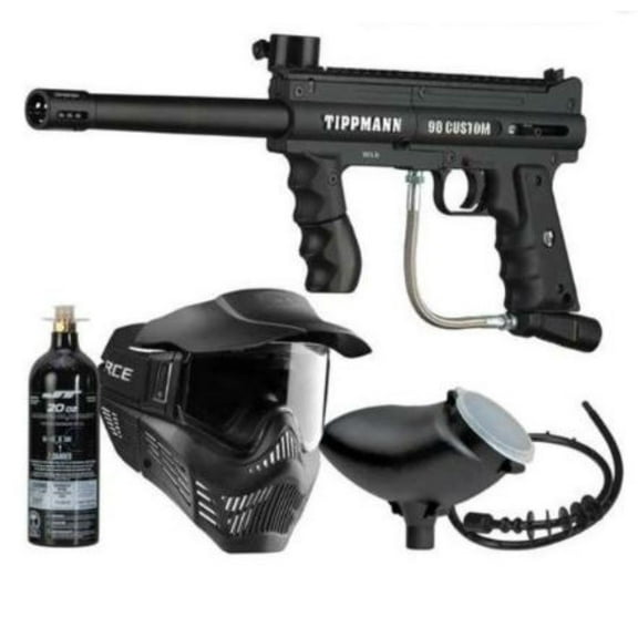 Tippmann 98 Paintball Marker Gun Power Bundle includes 20oz CO2 Tank, Mask, Hopper and Cleaning Squeegee