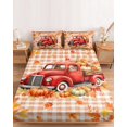 thumbnail image 2 of Twin Sze Fitted Sheet Set - Red Truck Fall 2 Piece Bedding Sets 16" Deep Pocket Fitted Sheet with 1 Pillowcase, Thanksgiving Pumpkins Maple Leaves Checkered Brushed Microfiber Hotel Luxury Bed Sheets, 2 of 9