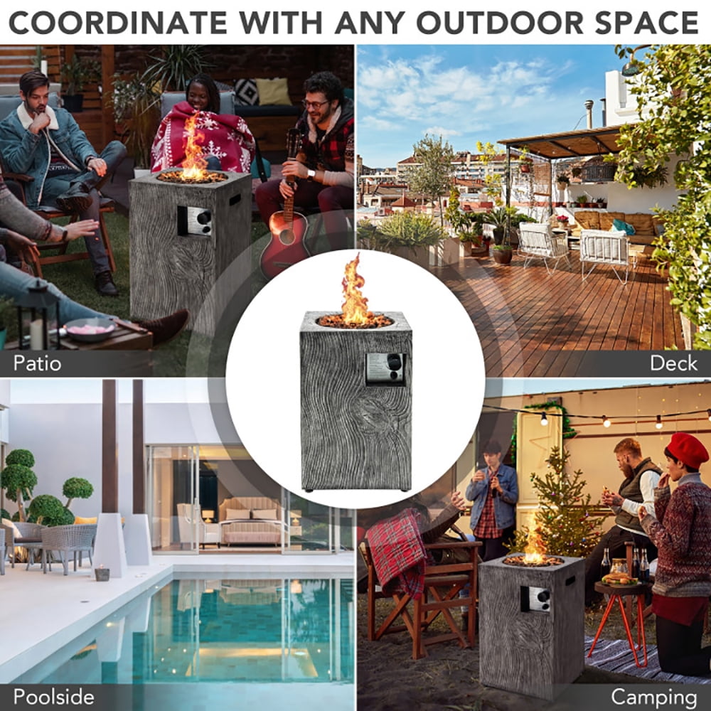 Resenkos Fire Pit, Fire Bowl,Outdoor Firepit,16 Feet Square Outdoor Propane Fire Pit with Lava Rocks Waterproof Cover 30 000 BTU