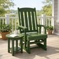 thumbnail image 3 of Ktaxon Outdoor Glider Chair Wood Patio Glider with Cup Holder, Smooth Rocking Porch Glider for Garden Yard, Dark Green, 3 of 9