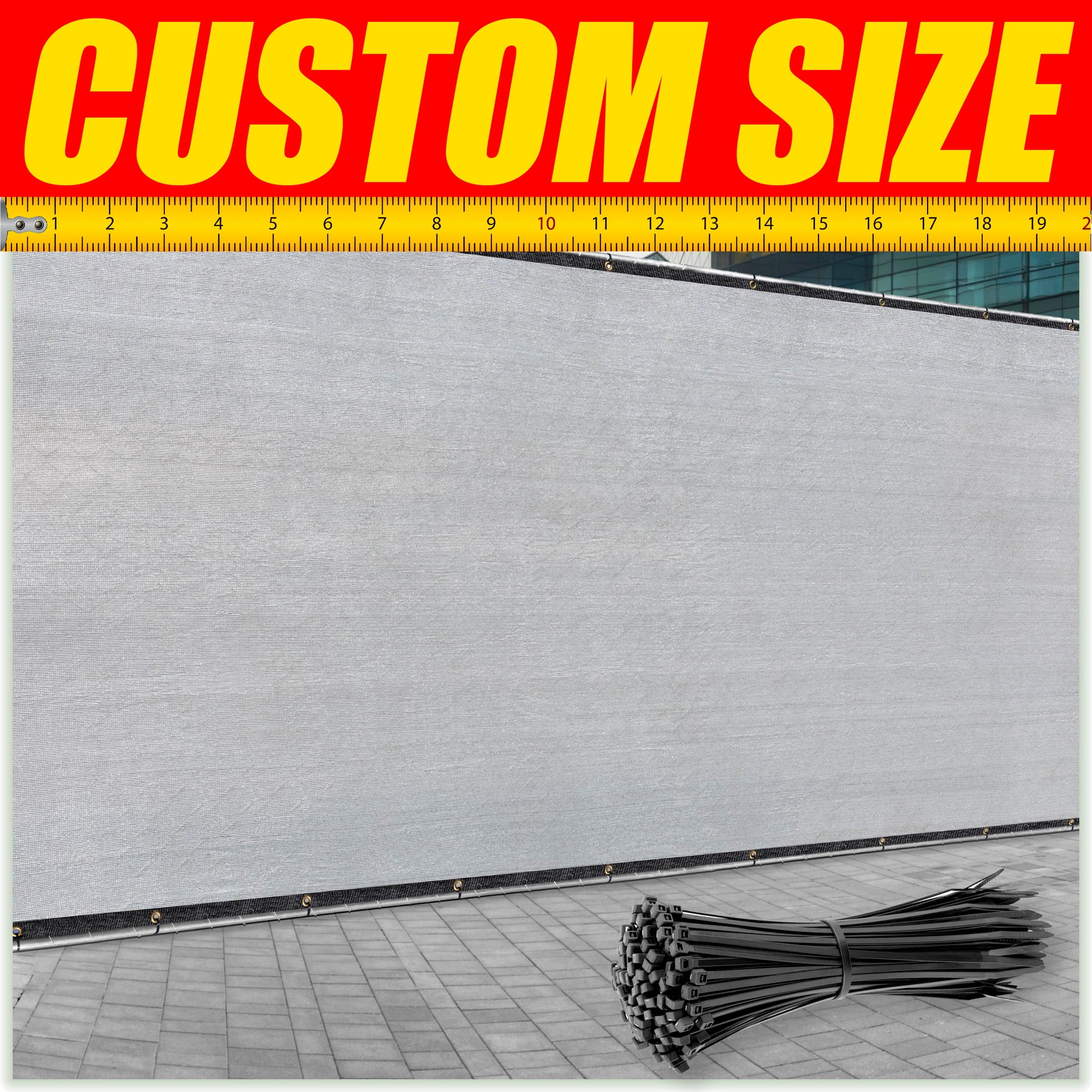 ColourTree 5 x 87 Grey Fence Privacy Screen Windscreen Cover Shade Fabric Cloth 90% Visibility Blockage with Grommets Heavy Duty Commercial Grade Zip Ties Included - (We Make Custom Size)