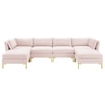 thumbnail image 3 of Modway Ardent 6-Piece Performance Velvet Sectional Sofa in Pink, 3 of 11