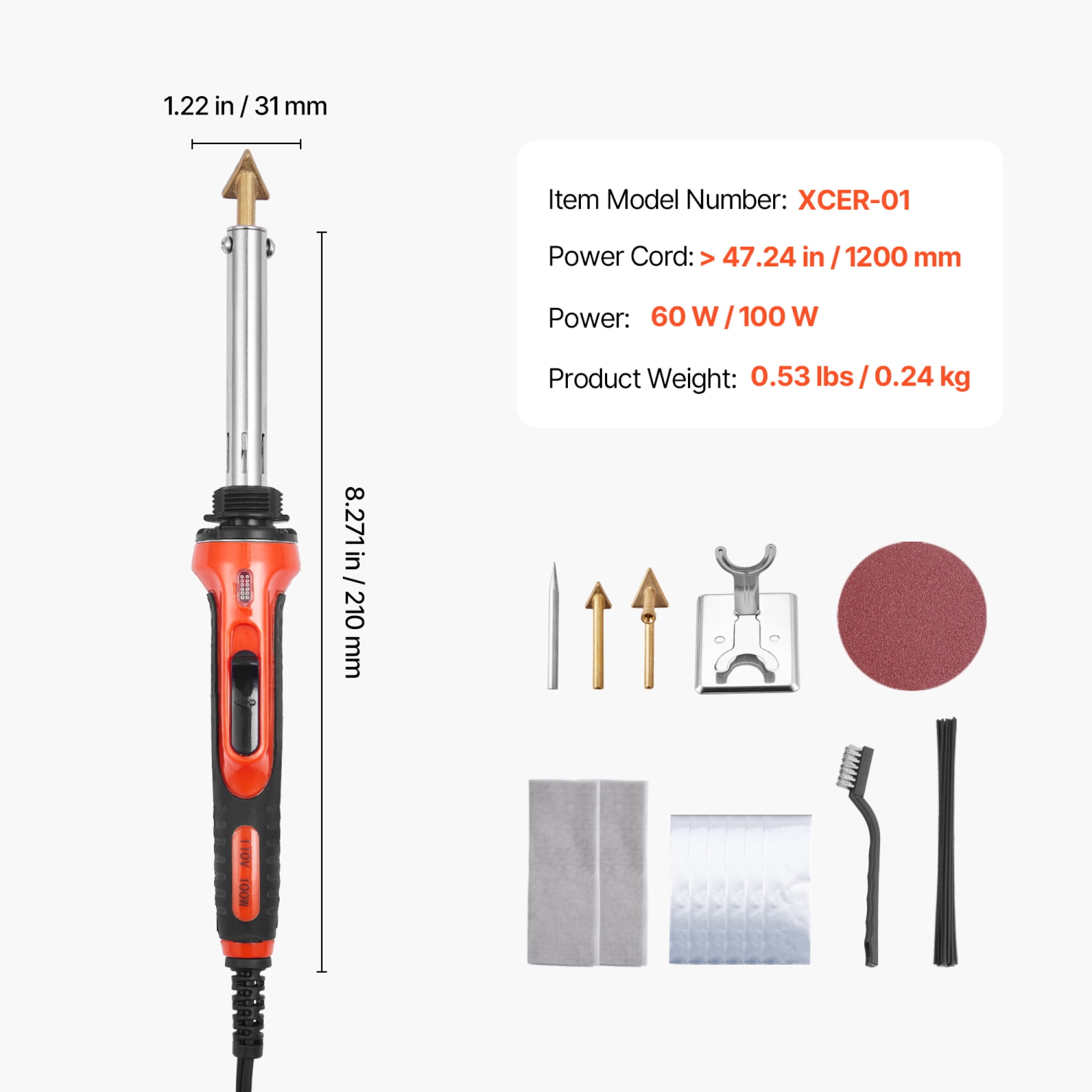 60W/100W Dual Power Plastic Welder Ki  Portable Plastic Welding Soldering Iron with 3 Welding Tips & 20 Welding Rods Car Bumper Repair Kit for Dashboard Kayak Plastic Crack Repair
