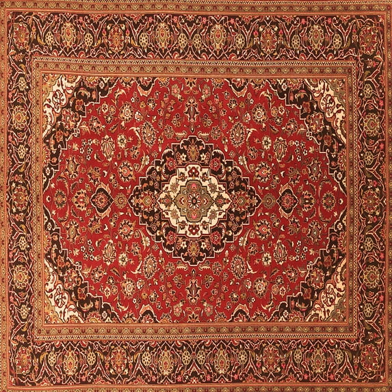 Ahgly Company Indoor Square Medallion Orange Traditional Area Rugs, 8' Square