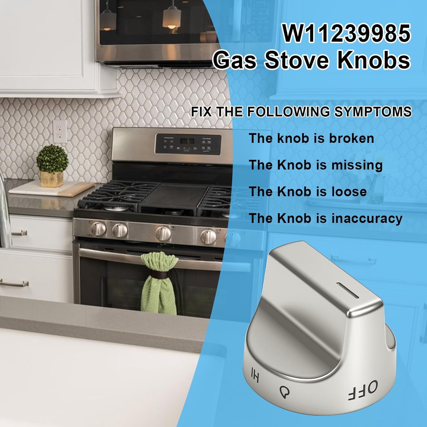 5-piece set 11239985 stove knobs suitable for gas stove replacement 10850015 11032553 00061875 4845290 6333411 12578779 12578779