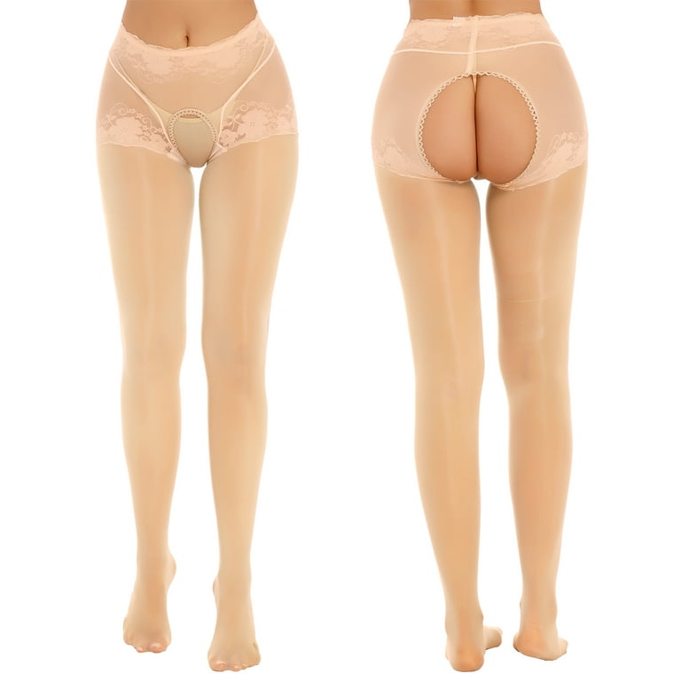 Women's Sexy Lingerie Semi See-Through Sheer Tights Pants Ice Silk Long  Leggings