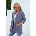 thumbnail image 4 of HOWCOME Lightweight Kimonos for Women Loose Fit 3/4 Sleeve Beach Cover Up Cardigan Sweaters, X-Large,Grayish Purple, 4 of 9