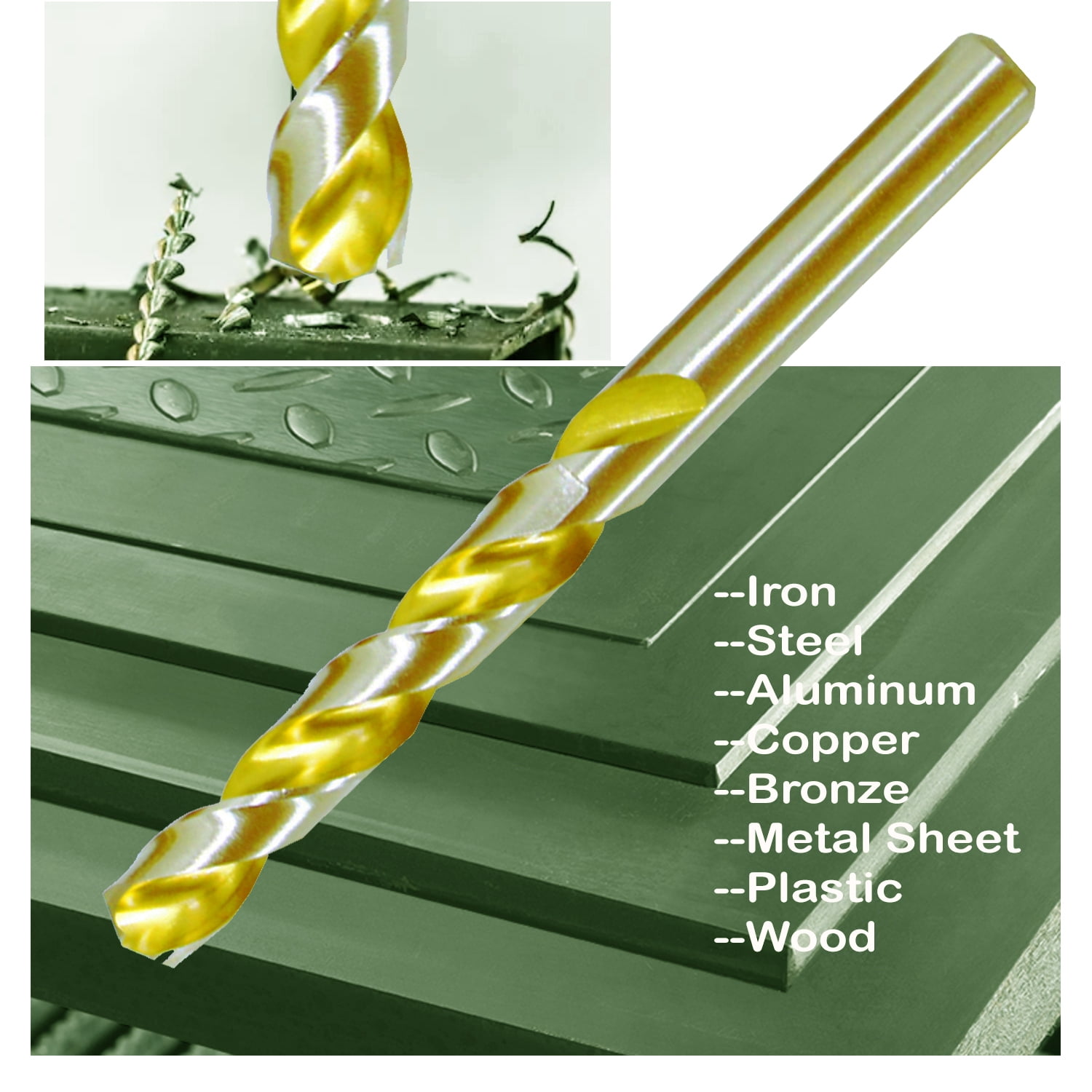 Max-Craft HSS Drill Bit Set Titanium Jobber Twist 5Pcs 27/64 inch