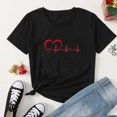 thumbnail image 2 of Camisetas de cuello redondo para mujer Camisetas con estampado de corazón Camisetas de manga corta Blusa Tops Fridja gope1525, 2 of 5