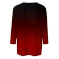 thumbnail image 4 of GceSteap 3/4 Sleeve Tops for Women Square Neck Summer T Shirts Casual Dressy Trendy Blouses Gradient Print Tunics Wine XL, 4 of 4