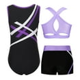 thumbnail image 2 of iiniim Girls Dance Suit Sleeveless Dance Leotards + Crop Top with Shorts Gymnastics Suit Dancewear Purple 12, 2 of 5