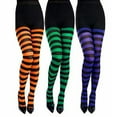 thumbnail image 4 of Osdhezcn Women Girls Rainbow Multicolor Striped Tights Opaque Stockings Slim Pantyhose for Christmas Halloween Cosplay Costume, 4 of 20