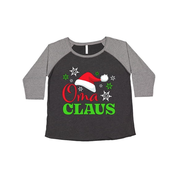 Inktastic Oma Claus with Christmas Santa Hat and Snowflakes Women's Plus Size T-Shirt