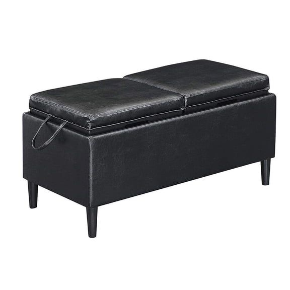 Pemberly Row Modern Storage Ottoman with Trays in Blue Fabric