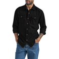 thumbnail image 4 of WTOBBY Men's Lightweight Long Sleeve Shirt Lapel Collar Solid Color jean Style Casual Summer Button Front Breathable Travel Resort Wear Top,Black L, 4 of 5
