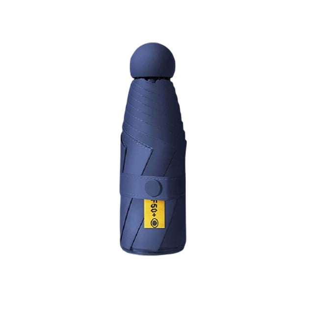 Cateissary Paraguas portátil 2 en 1, sombrilla plegable impermeable, Protector de bolsillo Personal, a prueba de sol, a prueba de viento, protección de 5 Paraguas de lluvia Azul oscuro Cateissary HA067363-08