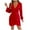 Red, variant on Oksale Cross V Neck Mini Dresses for Women Trendy Long Sleeve Winter Dress Sexy Cozy Soft Wedding Party Satin Dresses for Holiday Black S