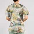 thumbnail image 5 of Easter Scrubs Women Bunny Egg Print V Neck Cute Scrub Tops Short Sleeve Stretchy Nursing Top with Pocket Multicolor 5XL, 5 of 5