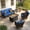 Brown Wicker, Navy Blue, variant on Toject Outdoor Patio Furniture Set, All-Weather Gray Wicker Outside Furniture with 42 Inch Fire Pit Table, 5 Pieces Conversation Set with Swivel Chairs for Backyard Deck Garden, Denim Blue