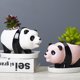 thumbnail image 5 of Macetas de cerámica con forma de animal para suculentas, adorable maceta de interior con forma de panda y bandeja., 5 of 6