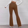 thumbnail image 4 of WIZUTIZ Gym Leggings for Women Soft Relaxed Slimming Flared Yoga Trousers Spandex Elastic High Waist Full Length Trousers Solid Pants for Ladies Running Birthday Brown, 4 of 6