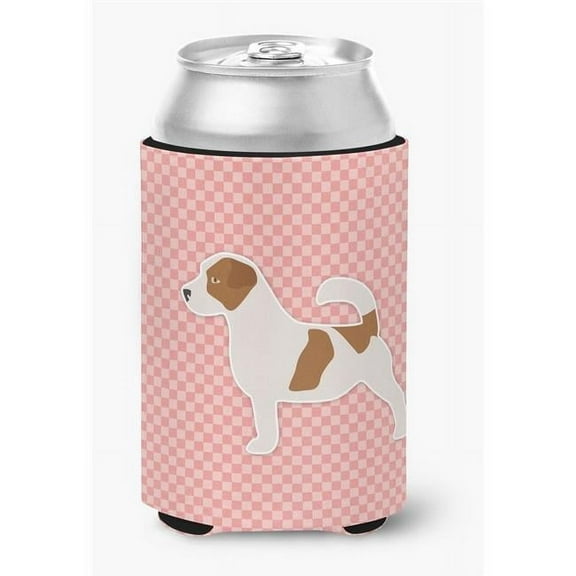 Jack Russell Terrier Checkerboard Pink Can or Bottle Hugger